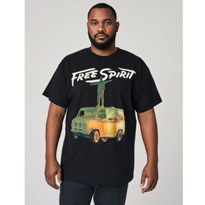 Free Spirit Khalid Short Sleeve Graphic Crew Neck T-Shirt Black M